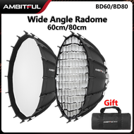 Ambitful 60ซม./80ซม. 23.6 ''31.4'' สตูดิโอเงินมุมกว้างจานความงาม Honeycomb Grid Bowens Mount สำหรับ 