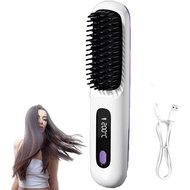 Brusho Hair Pro, Berus Meluruskan Rambut Tanpa Wayar, Pelurus Rambut Ion Negatif 2 dalam 1, Pelurus 