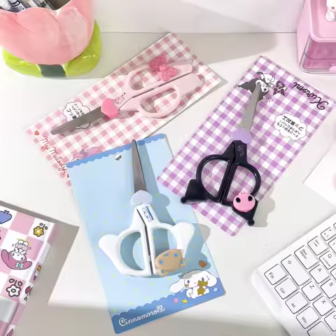 New Kawaii Sanrio Kuromi Cinnamoroll Hand Made Scissors Cute Melody Art Scissors Kid Stationery Scho