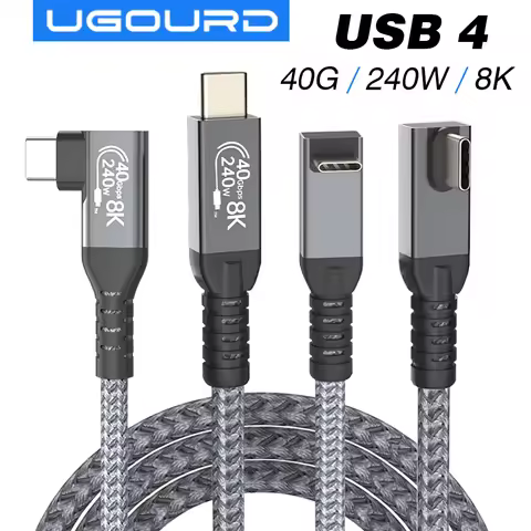 Thunderbolt4 Cable USB4 Elbow 90 Degree Angle Cable PD240W 40Gbps Type-C Thunderbolt3 Data Transfer 