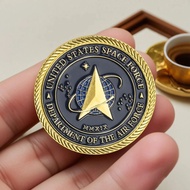 Gold-Plated US Space Force Challenge Coins and Heroes Courage Prayers Gifts Collection Placement Com
