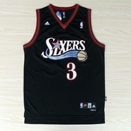 2026 NBA Philadelphia 76ers No.3 Iverson Jersey, Sports Jersey, Black Mesh Vest