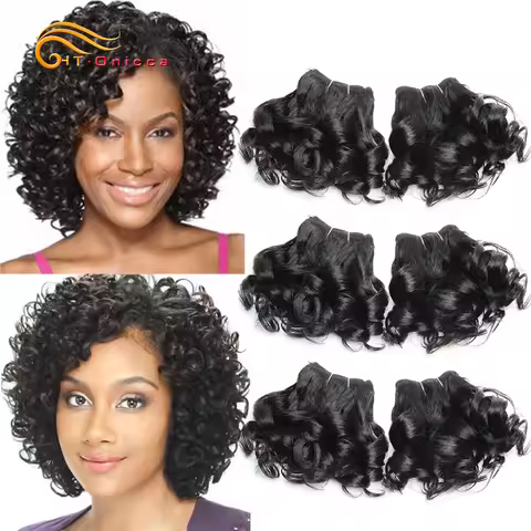 6 Pcs/Lot Curly Human Hair Bundles Brazilian Hair Weave Bundles 8 Inch 1B #2 #4 30 99J Ombre Hair Bu