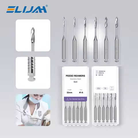 ELIJAH 6Pcs 28mm/32mm Peeso Reamers Engine Dental Use Endodontic Reamers Drill Burs Peeso Reamers La