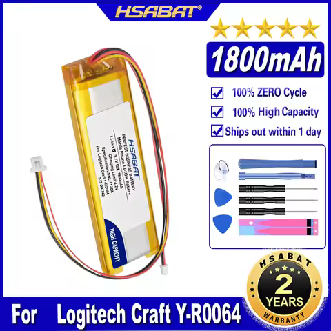 HSABAT 533-000142 1800mAh Battery for Logitech Craft Y-R0064 Wireless Keyboard Batteries