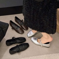 women shoes mary jane shoes Silver Flat Mary Jane Shoes - Stylish Evening Option for Women