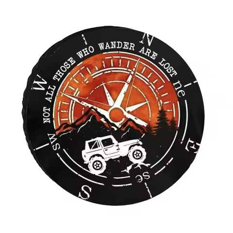 Fit Compass Mountain Silhouette for Tire Cover - Durable Polyester Waterproof, Dustproof UV-Resistan