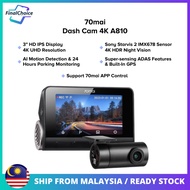70mai Dash Cam A810 4K UHD Ultra Clear Night Vision Wide Angle Built-In GPS ADAS System AI Motion De