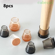 CABEZA 8pcs Chair Leg Caps, Silicone Rubber Chair Feet Cover, Silent with Felt Non-Slip Round Floor 