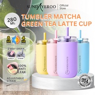 SUNDAYEROO 280ML Matcha Tea Cup Tahan Panas Sejuk Leak Proof Tumbler Thermos Cup Bottle 304 Stainles