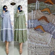 Tekno Midi Dress/Gamis/Baju Muslim/Baju Wanita