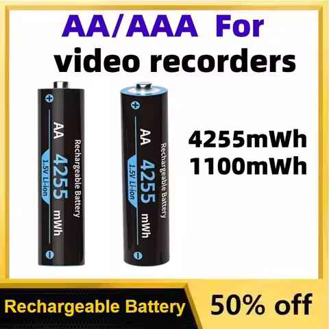 High Capacity 4255/1100mWh 1.5V Constant Voltage AA/AAA Lithium-ion Rechargeable Batteries for Video