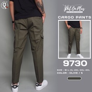 ⚡GW⚡9730 กางเกงขายาว ผู้ชาย เอวยืด คาร์โก้ cargo กระเป๋ากล่อง ผ้าคอตต้ สีพื้น ยาว 37.5-39นิ้ว ไซส์30