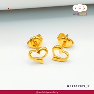 WELL CHIP Heart Shape Studs Earrings - 916 Gold/Anting-anting Kancing Bentuk Hati - 916 Emas