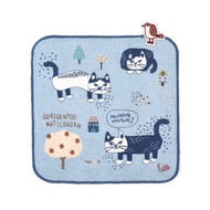 Kusuguru Japan紗布絨手帕 毛巾 日本眼鏡貓Matilda-san系列-藍色