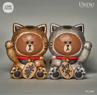 現貨 Line friends URDU Brown 熊大金銀招財貓一對