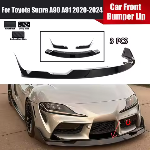 For Toyota Supra A90 A91 2020-2024 Car Front Bumper Lip Spoiler Diffuser Splitter Glossy Black Carbo