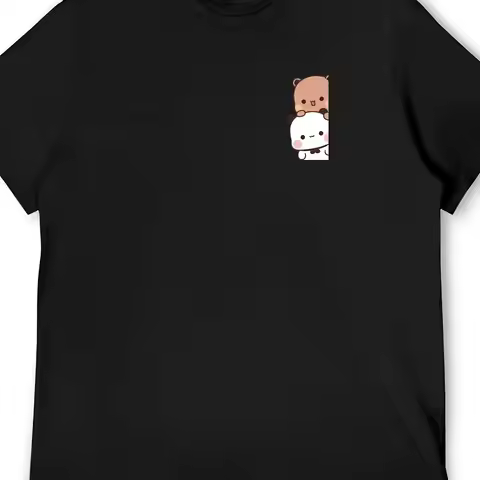 Men's Bubu&Dudu Matching Couple Anime T-shirt with Peeking Bubu&Dudu Pattern Suitable for Anime Fans