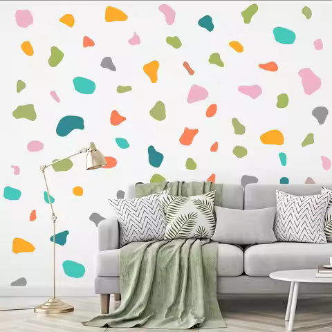 4PCS DIY Color Spotted Stone Wall Sticker Bedroom Wall Decoration Background Wall PVC Self-Adhesive