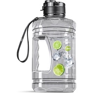 Large Water Bottle with Motivational Time Marker, 74oz Water Jug with Handle Leak-Proof, Clear Sport