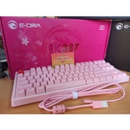 EDRA EK387 Mechanical Keyboard Pink Huano Switch - C Type Cap Wire - Black - Latest Version 2021 -