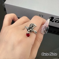 Cute Note Ring Vintage Punk Ins Aesthetic Adjustable Skull Ring C585