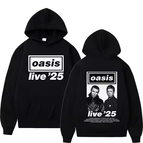 O-Oasis Live 25 Tour Hoodie British Album Hip Hop Pullover Sweatshirt Men's Vintage Fashion Oversize