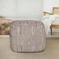 L.R. Resources, Inc Adrian Natural Tan and Cream Geometric Checkerboard Rustic Handmade Cotton and J