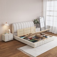 {SG Sales}HDB Storage Bed Frame with Storage Drawers High Box Double Bed Bedframe Wooden Bed Queen King Bed Storage Bed Frame Soft Cushion Bed Technology Fabric Bed