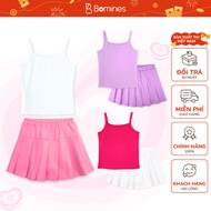 Bomines girls' skirt Set, 2-piece shirt mixed with dynamic pleated skirt for children 2-12 years old