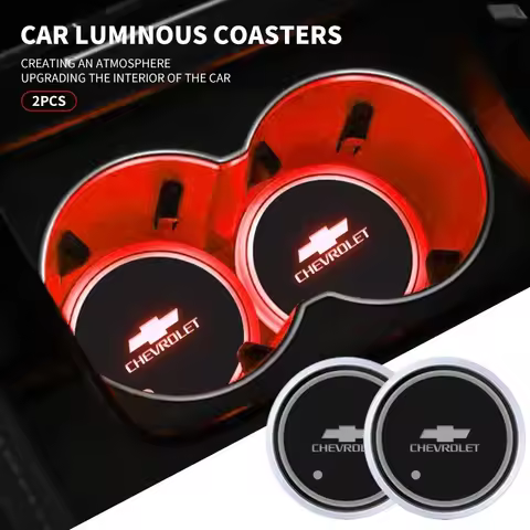 1/2pcs Car Luminous Water Cup Pad LED Atmosphere Light For Chevrolet Cruze Lacetti Captiva SS Z71 Eq