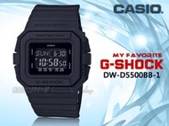 CASIO 手錶專賣店 時計屋 DW-D5500BB-1 G-SHOCK 經典時尚電子錶 樹脂錶帶 霧面黑 十年電力 防