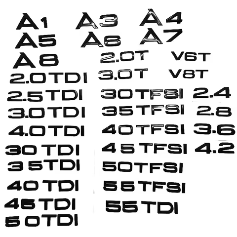 Car Trunk Sticker 3D ABS Glossy Black 2.0 2.5 3.0 4.0 5.0TDI 30 35 40 45 50 55 TDI For Audi A1 A3 A4