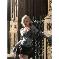 y2k y2k Women's Clothing Translucent Tops Hot Girls Pure Desire Style V-Neck Slim-Fit Versatile Long