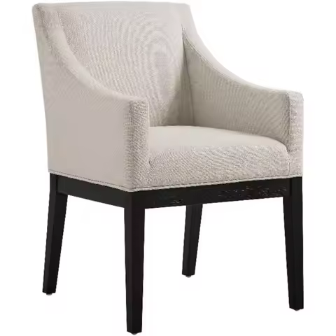 Mid-Century Modern Alton Upholstered Dining Chair with Arms in Salt Black, Padded Kitchen Chair with