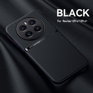 Realme เคสสำหรับ Realme 12 Pro Plus12Pro 12X + Realme12 Realme12X Realme12 + Realme12Pro + 5G เคสโทรศัพท์หนังด้านแฟชั่นเคสฝาหลังเคสปกป้องรถยนต์กันกระแทกสีทึบ