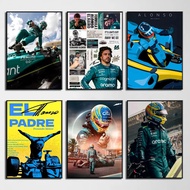 F1 driver Fernando Alonso poster art canvas print for home, living room, bedroom, entrance, bar, caf