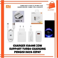 Xiaomi CHARGER 33W ADAPTER + CABLE USB TO TYPE C SUPPORT TURBO CHARGING FAST MEMORY