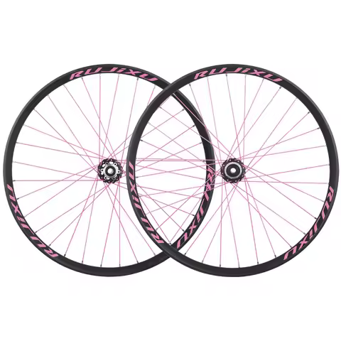 RUJIXU Premium Pink Spokes Mountain Bike Wheelset 24 26 27.5 29 Inch Aluminium Alloy Rim BMX Disc Br
