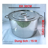 Nồi inox lớn thân thấp 50cm/55l 45cm/40l 40cm/30l 35cm/20l 30cm/15l ( nồi nấu súp hầm xương luộc gà
