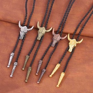 Golden Ties for Men American Cowboy Garment Accessory Tie Adjustable Bull Head Western Cowboy Bolo T