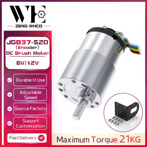 JGB37-520 Hall Encoder Miniature Brushed DC Motor 6V12V Forward And Reverse Adjustable Speed 6RPM~15