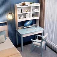全城熱賣 - 實木書桌書櫃書架一體書桌 電腦桌（藍色單桌+B扶手椅）（尺寸：100*60*180cm）#H257021122