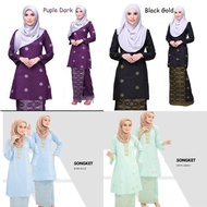 Baju Kurung Pahang Moden Cotton Songket Tenun | Bunga Tabur Sulam |Plus Size Kurung Tradisional