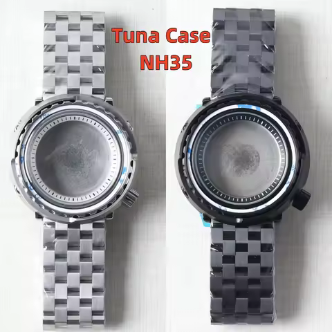 45mm NH35 Watch Tuna Case For Seiko Tuna Case Silver 904L Stainless Steel Sapphire Glass 28.5mm Dial