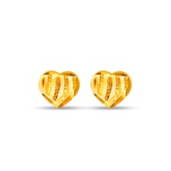 SK Jewellery 999 Pure Gold Mosaic Heart Stud Earrings