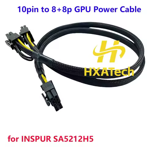 50cm Sleeved PSU 10pin to 8+8pin PCIE Graphic Card Power Cable for INSPUR SA5212H5 and Mi50 3090 V10