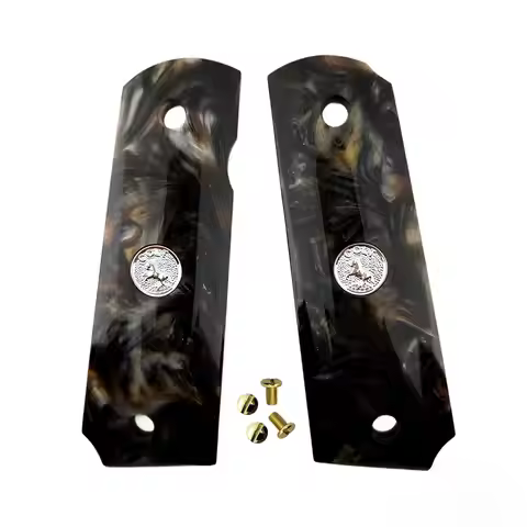 1911 Grips Full Size,Gold Brown Silver colt Medallion,Fits Colt,Kimber,Springfield,Remington,Rock Is