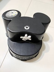 迪士尼disney米奇Mickey Mouse 階梯踩腳椅墊高凳洗手台椅黑色日本製二手
