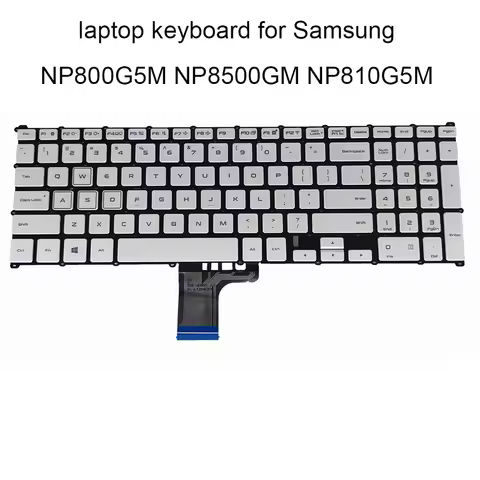US English Laptop Keyboard For Samsung NP800G5M 800G5M 8500GM 810G5M NP800 BA59-04248A White Keyboar